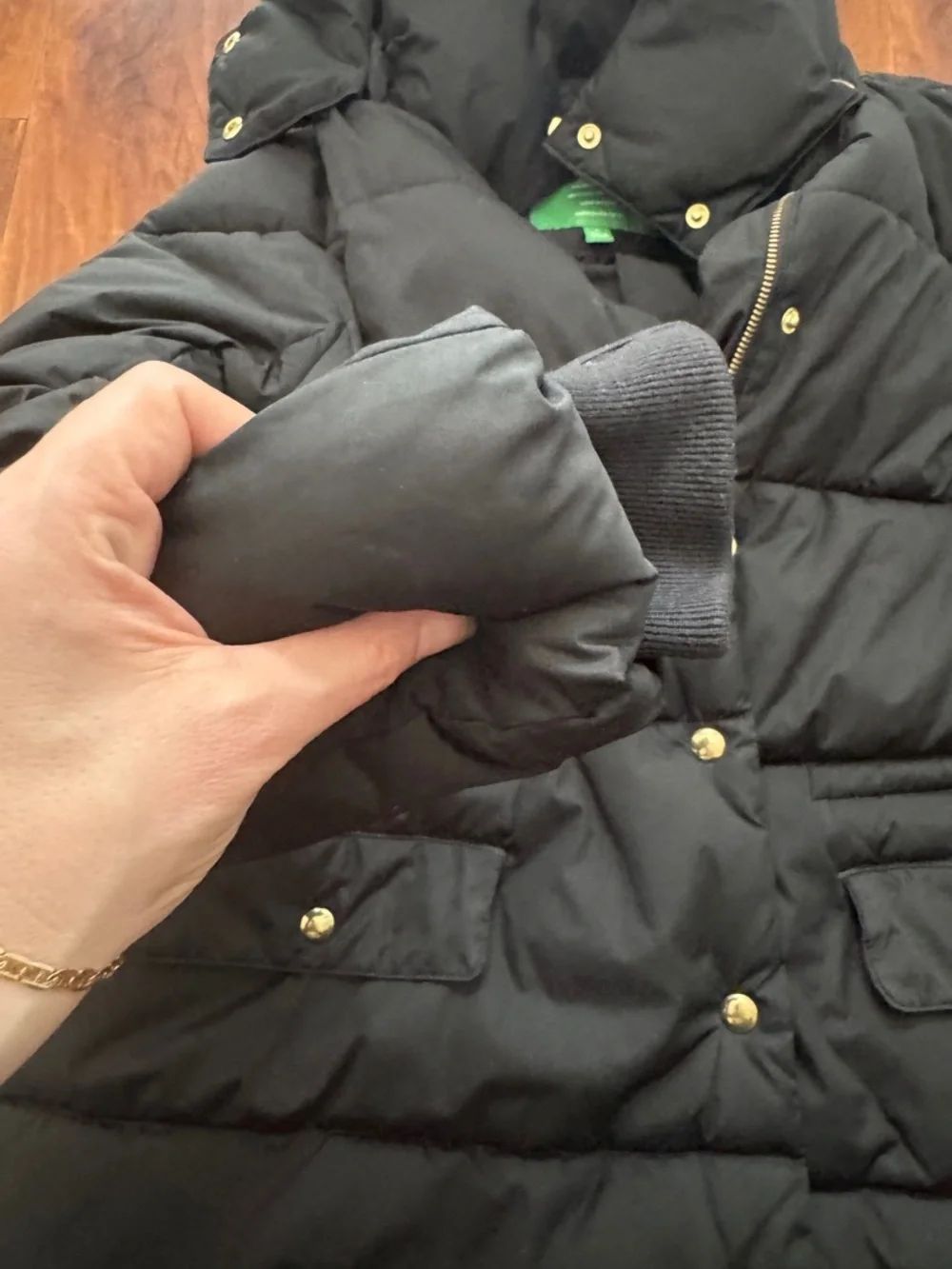 J. Crew Black Quilted Hooded Puffer Jacket